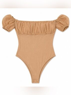 NUDE MESH OFF THE SHOULDER MISSGUIDED BODYSUIT